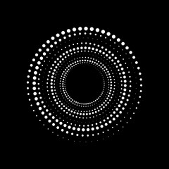 Dot circle logo halftone background. Vector illustration.