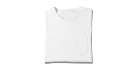 Basic white Tshirt isolated on white background. Mock up for branding t-shirt with pocket. 