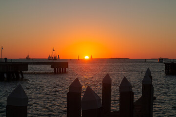Sunset sea at Key West Harbor in Key West, Florida