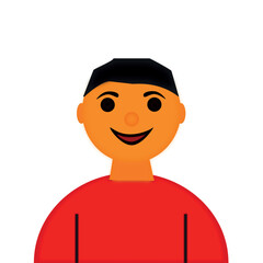 Illustration of a cheerful boy with a dark complexion and a pleasant smile on his face