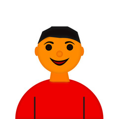 Illustration of a cheerful boy with a dark complexion and a pleasant smile on his face