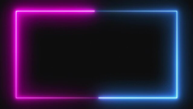 4k Abstract seamless looped background rectangular ultraviolet glowing neon text box, popular animation for logo or text design, led screens projection