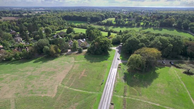 Amazing aerial view of Sonning Common, Chiltern Hills in South Oxfordshire
