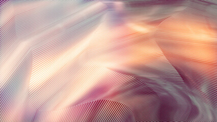 Shining pink and yellow metal shapes digital backdrop - abstract 3D rendering