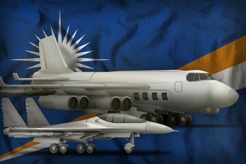 Marshall Islands air forces concept on the state flag background. 3d Illustration