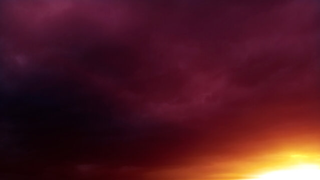 red and gold romantic sunset clouds bg - abstract 3D illustration