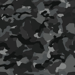 Seamless camouflage pattern modern. Military texture. Endless ornament, from dark and gray spots. Print on fabric and textiles. Vector