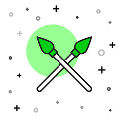 Filled outline Crossed medieval spears icon isolated on white background. Medieval weapon. Vector