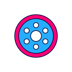 Filled outline Alloy wheel for a car icon isolated on white background. Vector