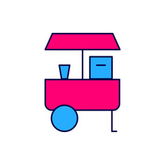 Filled outline Fast street food cart icon isolated on white background. Urban kiosk. Vector