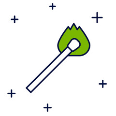 Filled outline Burning match with fire icon isolated on white background. Match with fire. Matches sign. Vector