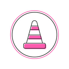 Filled outline Traffic cone icon isolated on white background. Vector