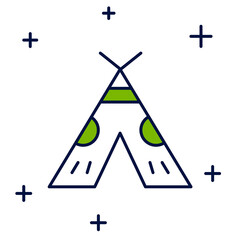 Filled outline Traditional indian teepee or wigwam icon isolated on white background. Indian tent. Vector © Kostiantyn