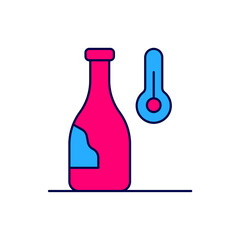 Filled outline Wine temperature icon isolated on white background. Vector