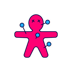 Filled outline Voodoo doll icon isolated on white background. Happy Halloween party. Vector
