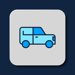 Filled outline Car icon isolated on blue background. Vector