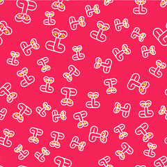 Line Snake icon isolated seamless pattern on red background. Vector