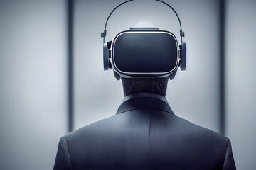 Mann mit VR-Brille verkehrt rum - AI Digital - Illustration
