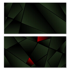 Abstract polygonal pattern. Set of two dark gradient polygonal backgrounds. Background design, cover, postcard, banner, wallpaper