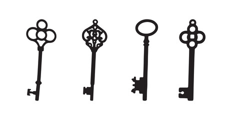 Decorative silhouette of old key
