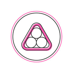 Filled outline Billiard balls in a rack triangle icon isolated on white background. Vector