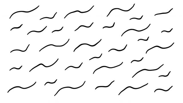 Doodle curved lines abstract pattern, cartoon style animation, hand draw imitation.