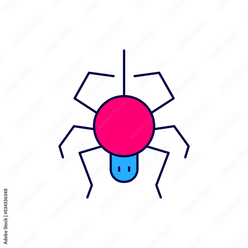 Wall mural Filled outline Spider icon isolated on white background. Happy Halloween party. Vector