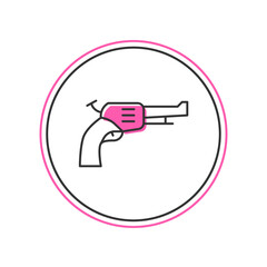 Filled outline Revolver gun icon isolated on white background. Vector