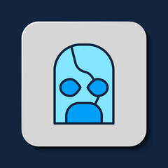 Filled outline Mexican wrestler icon isolated on blue background. Vector