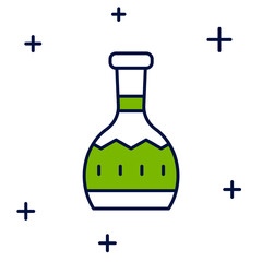 Filled outline Tequila bottle icon isolated on white background. Mexican alcohol drink. Vector