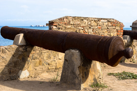 Cannons of the Castillo San Carlos (San Carlos Castle), historic fort in Pampatar, Isla Margarita, Venezuela