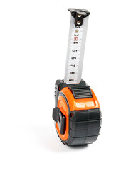 measuring tape measure orange with black elements on a white isolated background