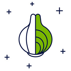 Filled outline Onion icon isolated on white background. Vector