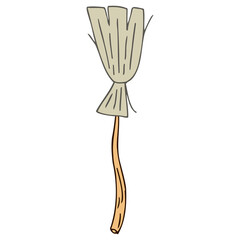 Halloween 2022 - October 31. A traditional holiday, the eve of All Saints Day, All Hallows Eve. Trick or treat. Vector illustration in hand-drawn doodle style. The witchs broom.