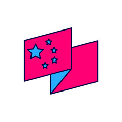 Filled outline China flag icon isolated on white background. Vector