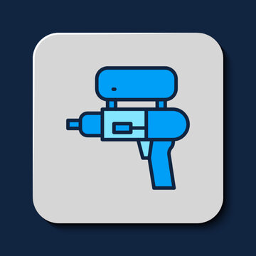 Filled outline Water gun icon isolated on blue background. Vector