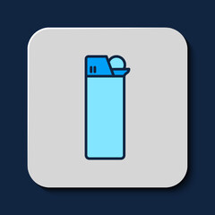 Filled outline Lighter icon isolated on blue background. Vector