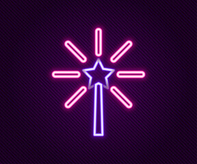Glowing neon line Firework icon isolated on black background. Concept of fun party. Explosive pyrotechnic symbol. Colorful outline concept. Vector