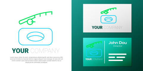 Line Winter fishing icon isolated on white background. Colorful outline concept. Vector