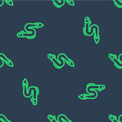 Line Eel fish icon isolated seamless pattern on blue background. Vector
