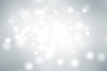White snowflake blurred on gray defocused background, Luxury christmas shine wallaper.