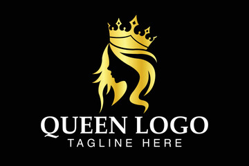Luxury Queen logo with beauty design template crown icons.