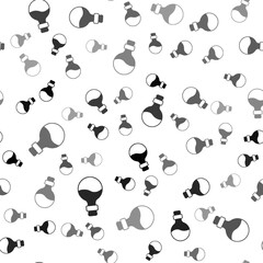 Black Bottle with love potion icon isolated seamless pattern on white background. Happy Valentines day. Vector
