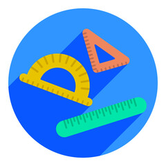 ruler and protractor. flat icon with shadow, protractor and ruler logo. web browser icon. logo for avatars.