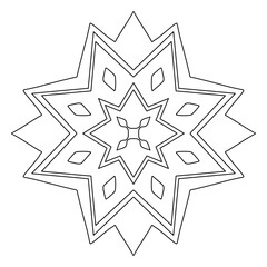 Outline of snowflake in black and white