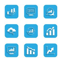 Set Pie chart infographic, Financial growth decrease, Search cloud computing, and icon. Vector