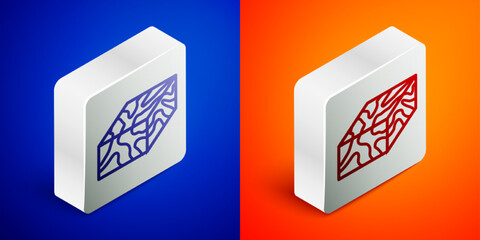 Isometric line Wooden beam icon isolated on blue and orange background. Lumber beam plank. Silver square button. Vector
