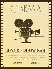 movie poster. retro festival poster. private film screening