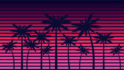 retro background with palm trees. vector illustration