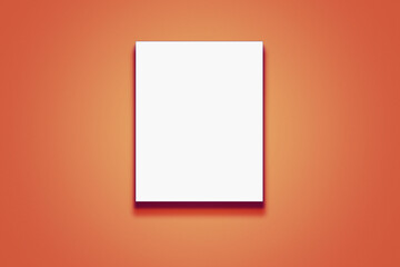 Empty picture with white copy space for mockup template with black shadow on wall
